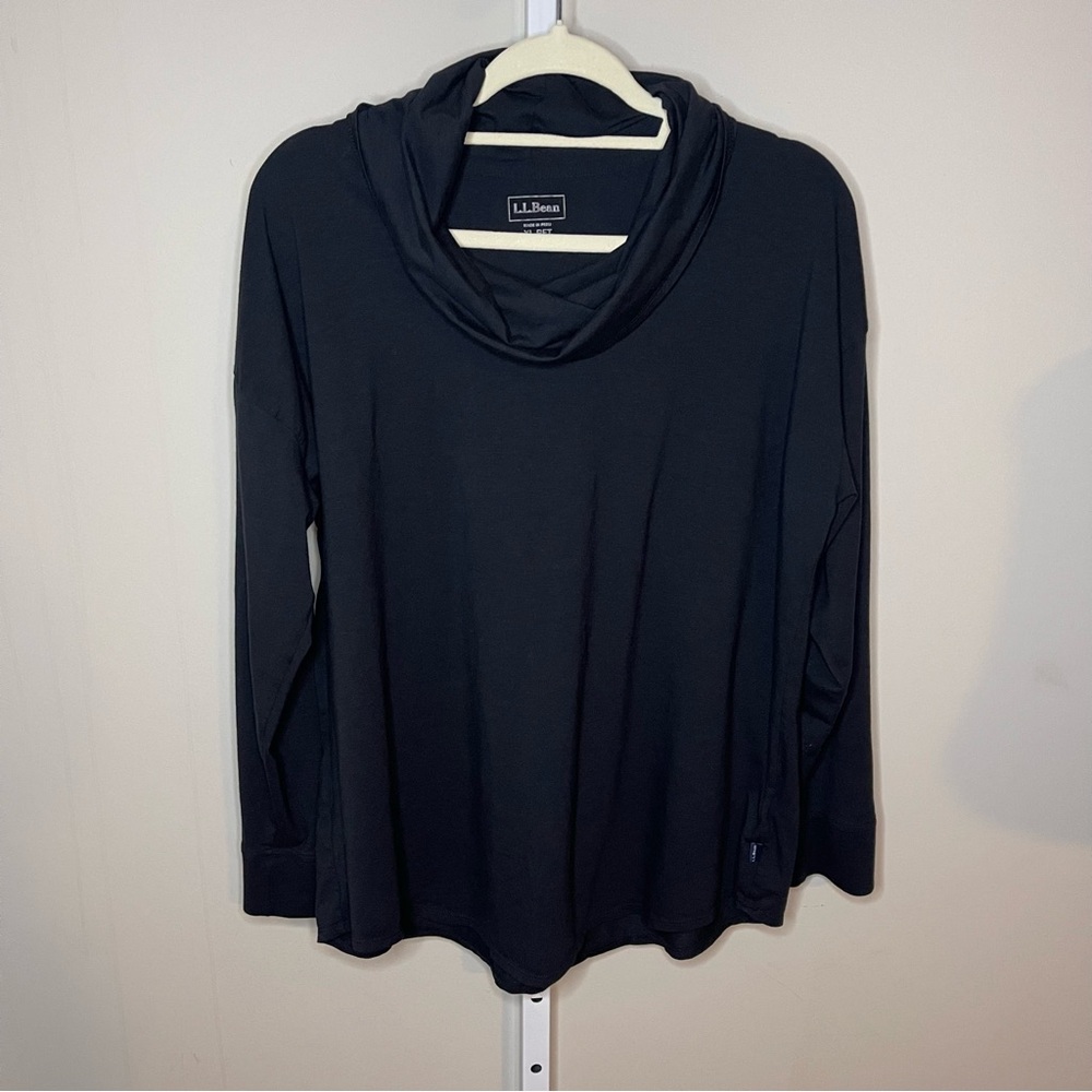 L.L.Bean Black Cowl Neck Long Sleeve Top – XL Petite
